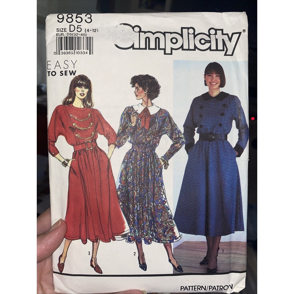 Vintage 1990 Simplicity 9853 Ladies Dress Pattern Size 4-12 Uncut Easy to Sew